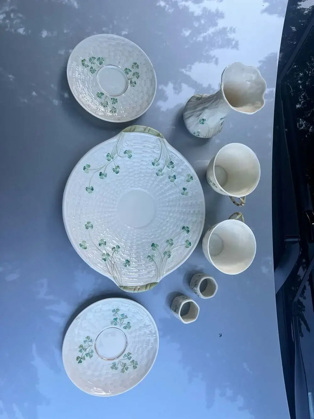 Belleek Ireland Shamrock Basketweave Porcelain Collection